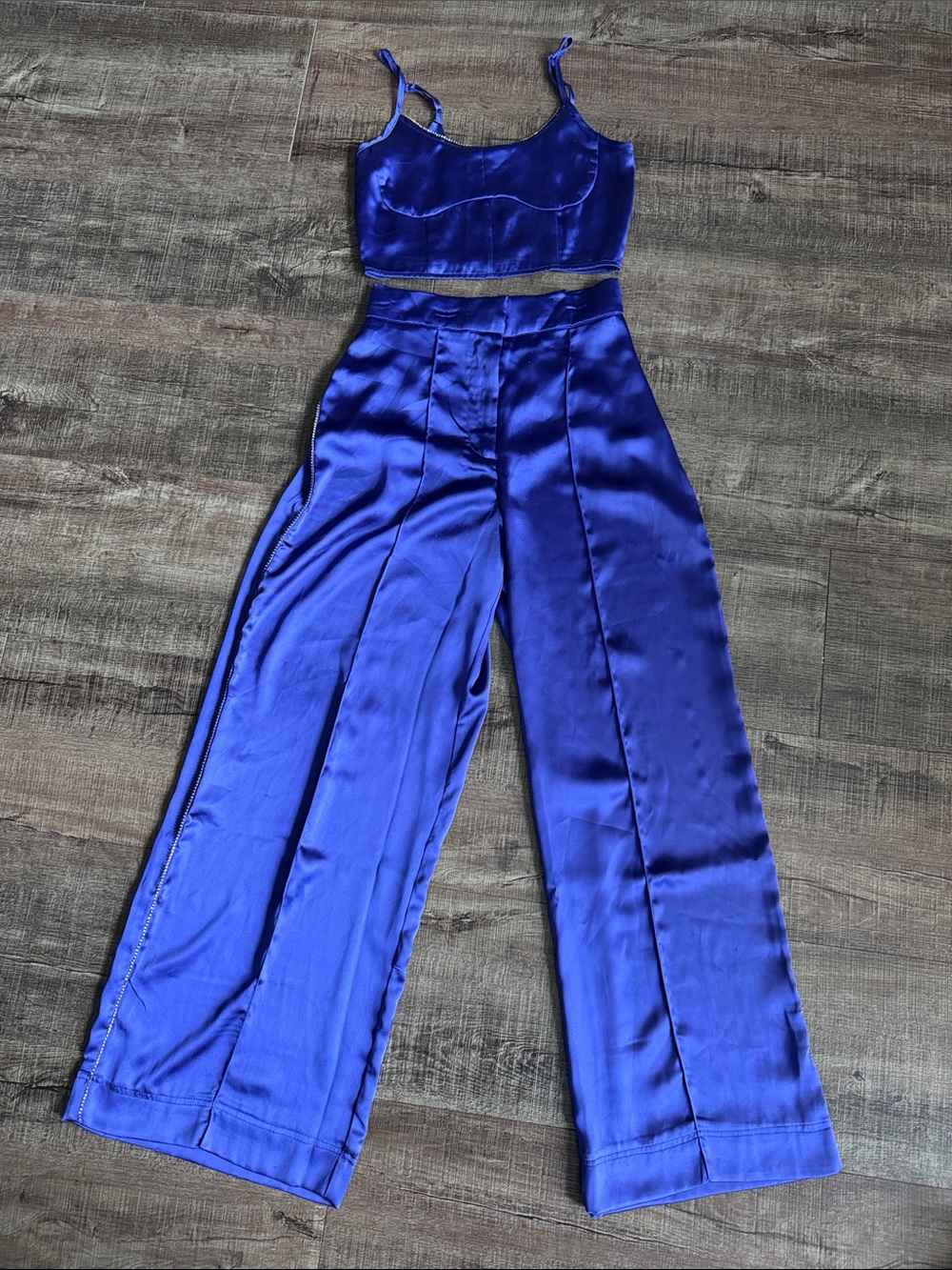 House of Harlow 1960 Satin Two-Piece Set in Purple